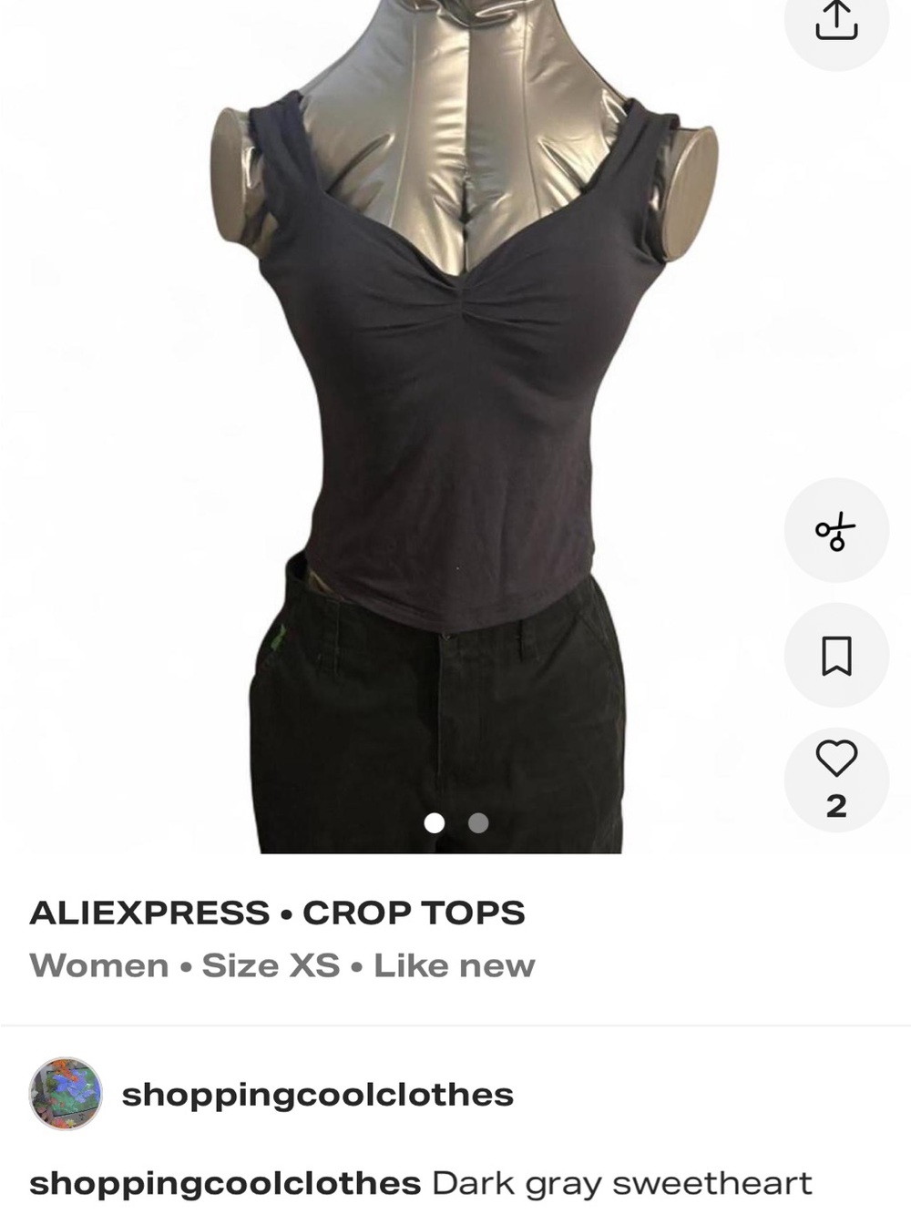 Charcoal Sweetheart Crop Tank Top